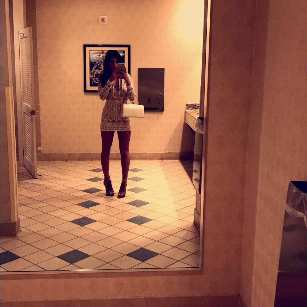 White and cream mini dress